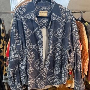 We The Free Blue Floral Jean Jacket